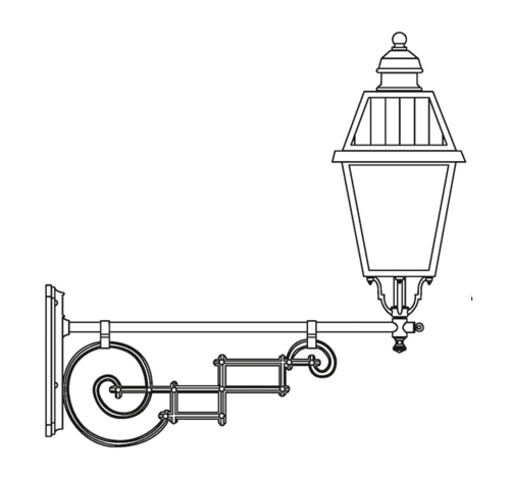 Wandleuchte Milano Nr. 91118 | große Laterne an langem Jugendstil Ausleger